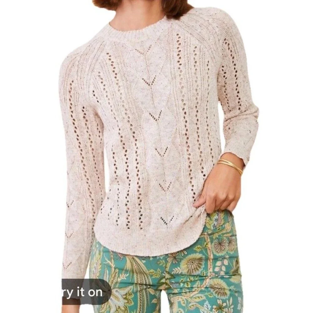 Spartina 449 Shelby Neutral Blush Lightweight Pullover Sweater Size Small
